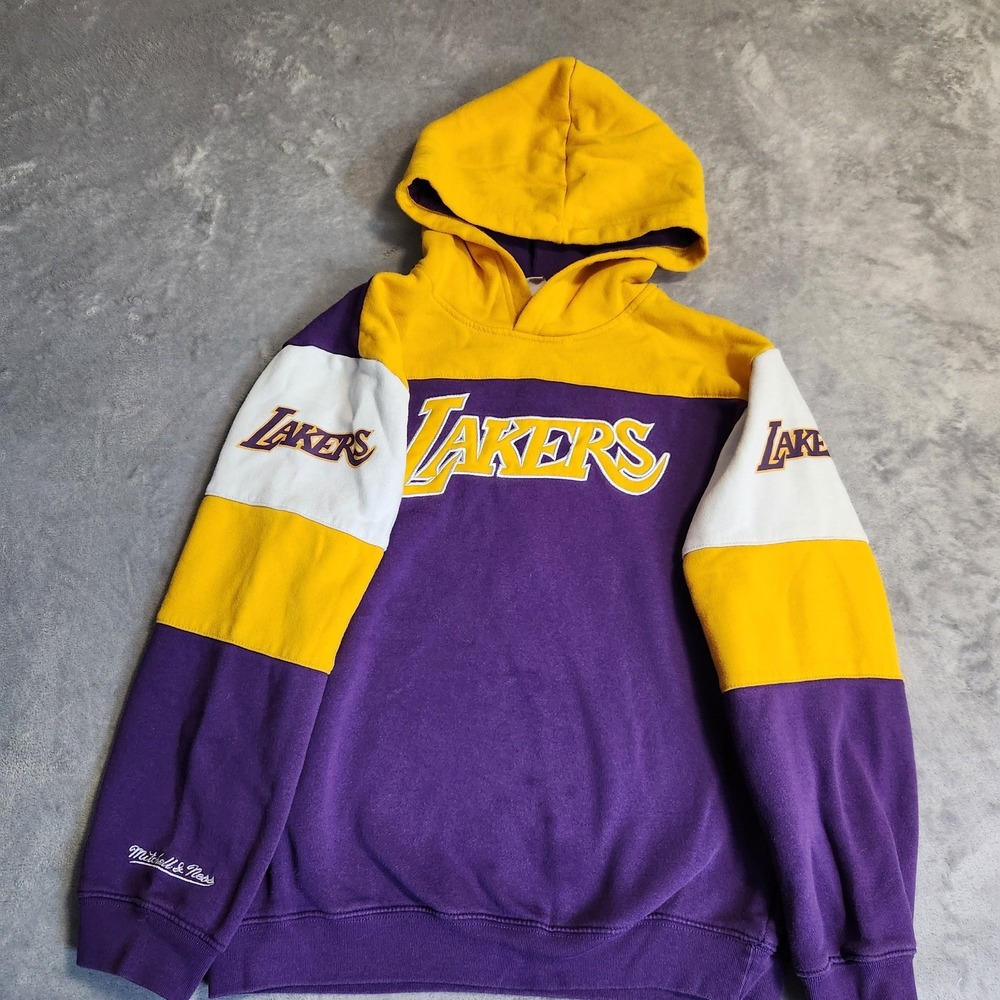 Mitchell & Ness Los Angeles Lakers Hoodie Youth L 14/16 Purple HWC Colorblock 14